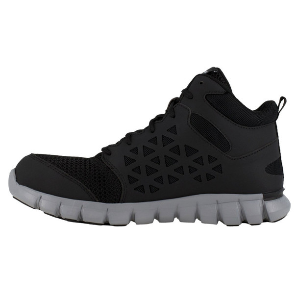 REEBOK Men's Sublite Cushion Alloy Toe Black Athletic Mid Cut Work Boots (RB4141)