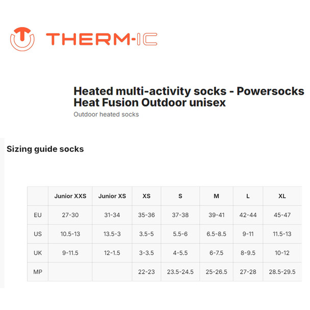 THERM-IC Unisex Powersocks Heat Fusion Outdoor Socks