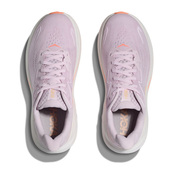 HOKA Women's Clifton 10 Wide Lilac Cream/Tangerine Glow Running Shoes