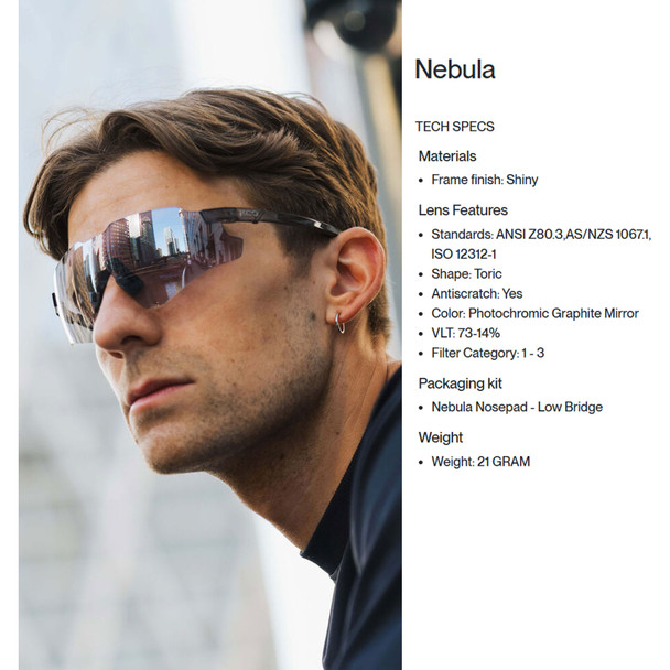 KOO Nebula Sunglasses with Black Glass Frame and Photochromic Graphite Mirror Lens (OEY00015-845)