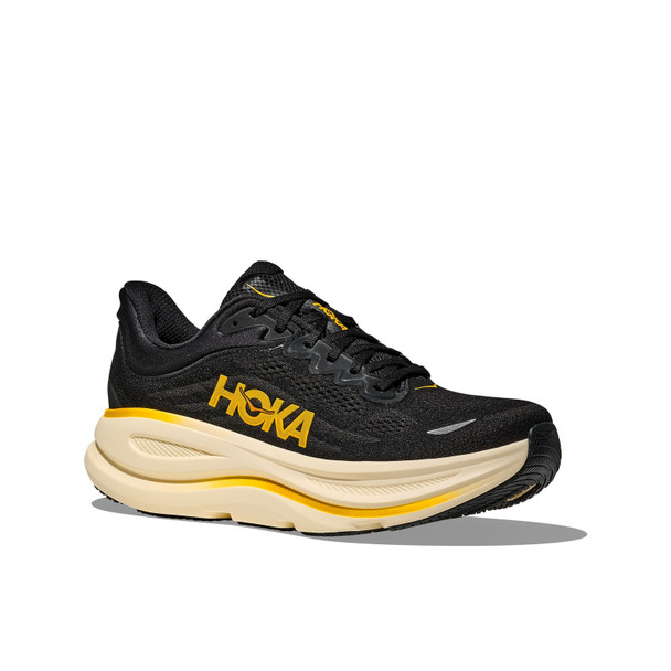 HOKA Men's Bondi 9 Wide Carbon Black/Yellow Gold Running Shoes