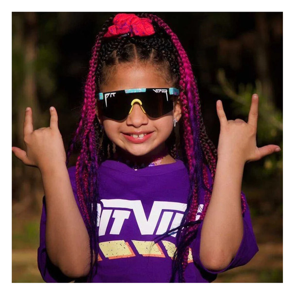 PIT VIPER The Playmate XS Blue with Pink and White Splatter Sunglasses (E-2K-PLAYMTE-JXS)