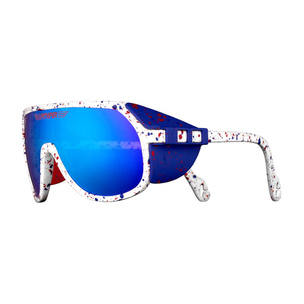 PIT VIPER The Merika Grand Prix White with Blue and Red Splatter Sunglasses (E-GP-THEMRKA-Z87)