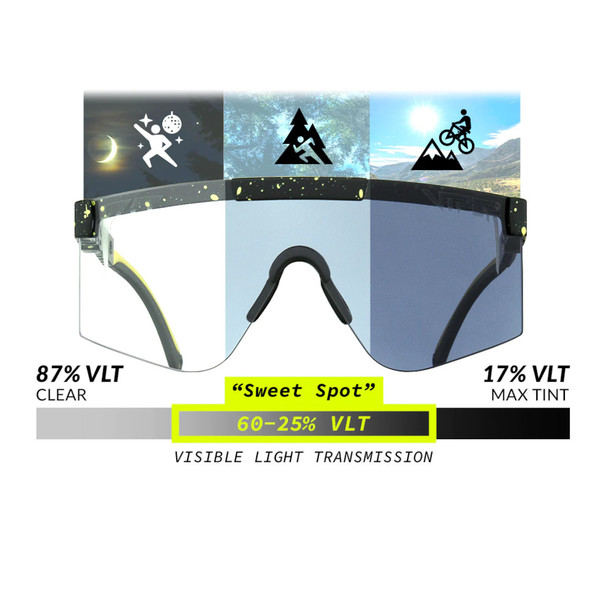 PIT VIPER The Cosmos Photochromic 2000s Black with Neon Splatter Sunglasses