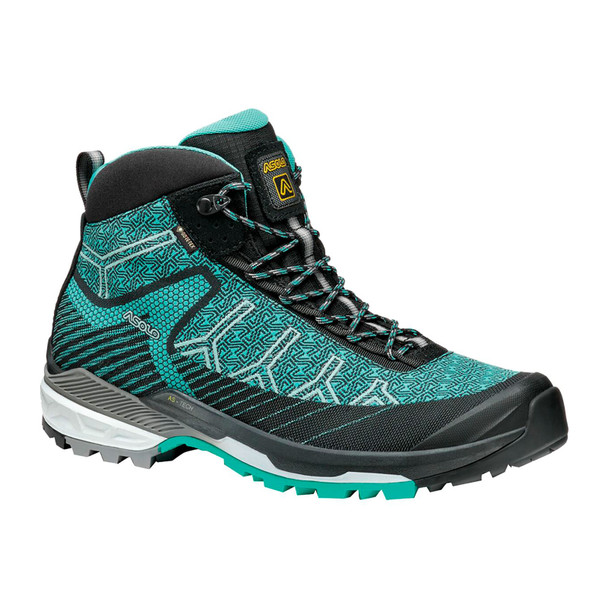 ASOLO Womens Falcon Evo Jaquard GV Black/Aqua Green Hiking Boot