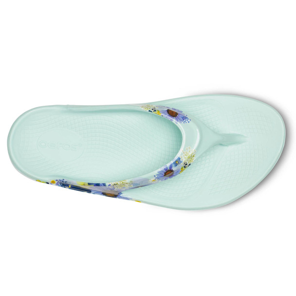 OOFOS Women's OOlala Limited Thong Mint Blossom Recovery Sandals