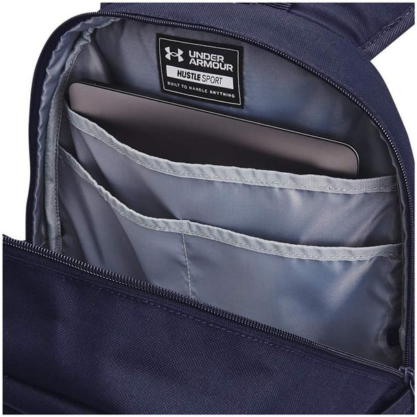 UNDER ARMOUR Hustle Sport Midnight Navy/Metallic Silver Backpack (1364181-410-OSFA)
