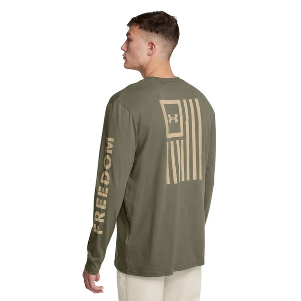 UNDER ARMOUR Men's Freedom Flag Marine OD Green/Desert Sand LS Shirt