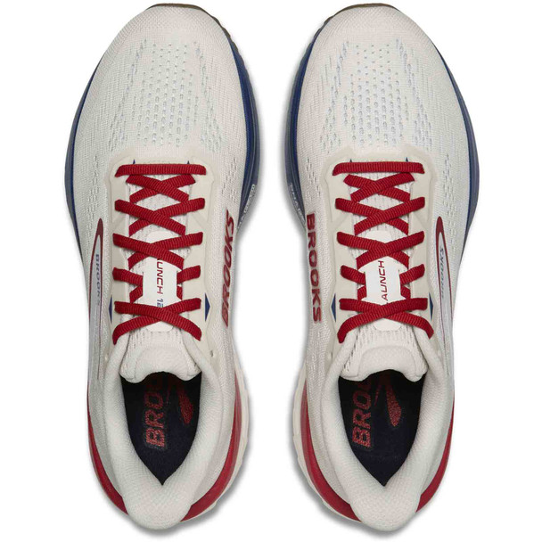 BROOKS Men's Launch 12 USA Limited Edition Coconut/Red/Blue Running Shoes