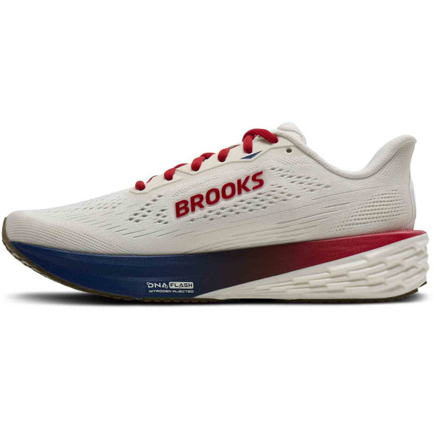 BROOKS Womens Launch 12 USA Limited Edition Coconut/Red/Blue Running Shoes