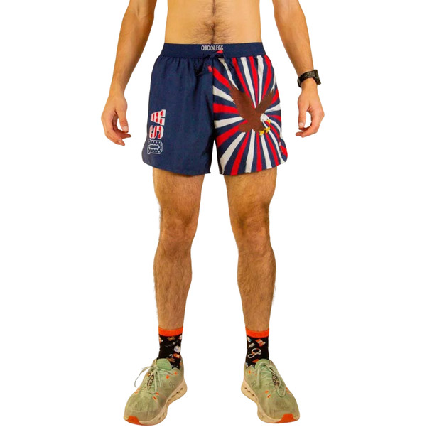 CHICKNLEGS Men's USA Eagle 5in DS Running Shorts