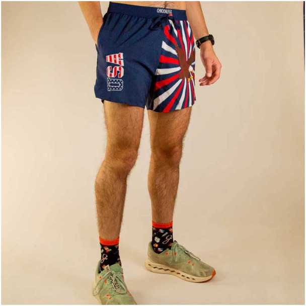 CHICKNLEGS Men's USA Eagle 5in DS Running Shorts