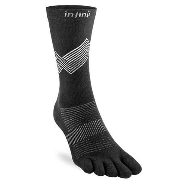 INJINJI Unisex Run Lightweight Crew Black Running Socks