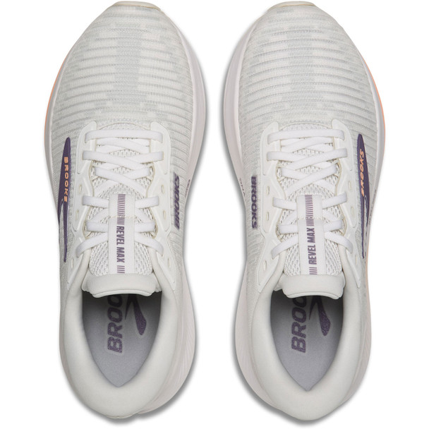 BROOKS Women's Revel Max BrightWhite/MulledGrape/Peach Running Shoes
