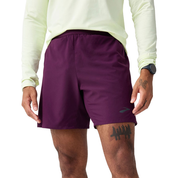 BROOKS Men's Journey 7in Burgundy Blaze Short