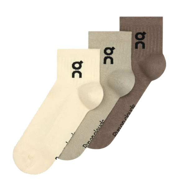 ON FOOTWEAR Unisex Logo Mid Hare/Brume Socks, 3 Pairs