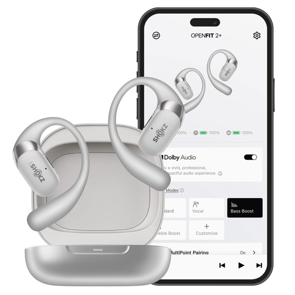SHOKZ OpenFit 2+ Open-Ear Grey Earbuds (T921-ST-GY-US)