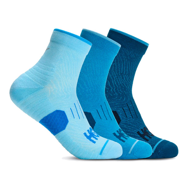HOKA Quarter Run Hazy Blue/Soft Cobalt/Night Glw Blue 3-Pack Sock