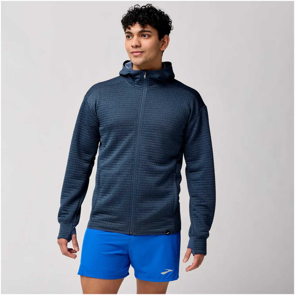 BROOKS Men's Activate Heather Blue Slate Midweight Hoodie