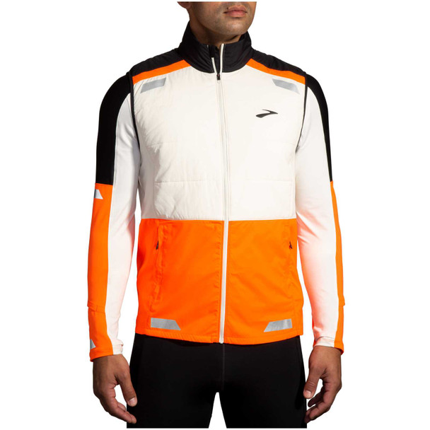 BROOKS Men's Run Visible 2.0 Ecru/Fluoro Flash/Black Insulated Vest