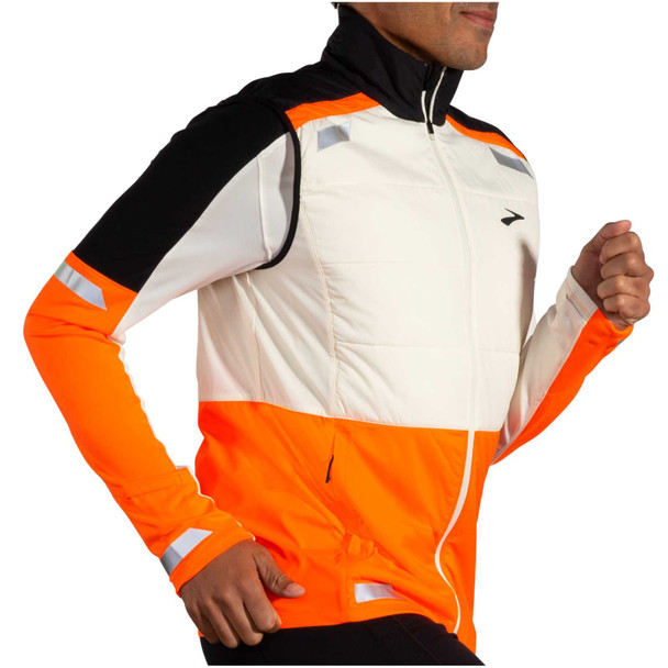 BROOKS Men's Run Visible 2.0 Ecru/Fluoro Flash/Black Insulated Vest