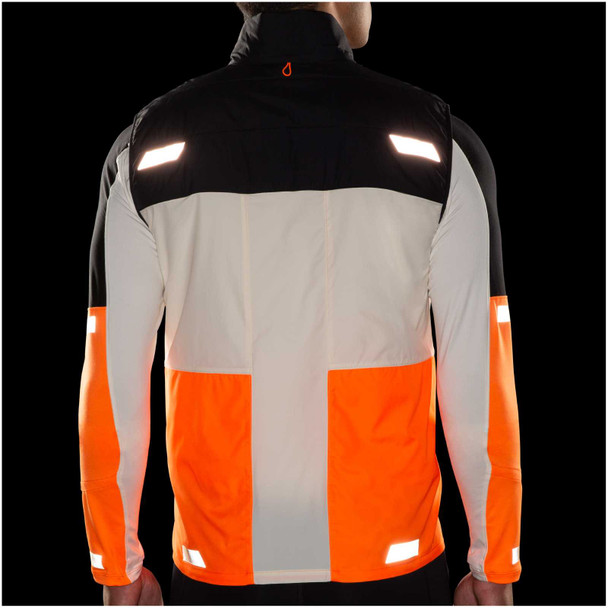 BROOKS Men's Run Visible 2.0 Ecru/Fluoro Flash/Black Insulated Vest