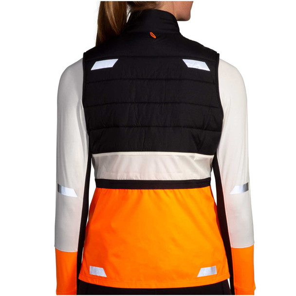BROOKS Women's Run Visible 2.0 Ecru/Fluoro Flash/Black Insulated Vest