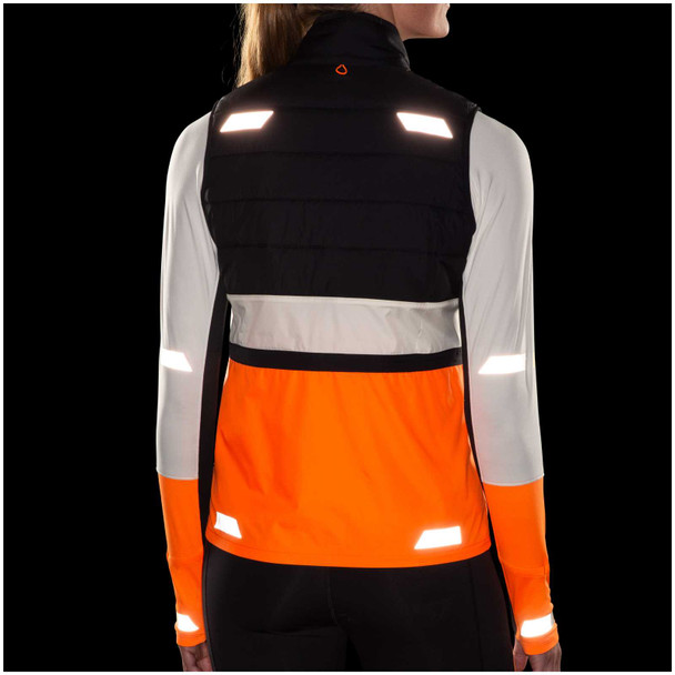 BROOKS Women's Run Visible 2.0 Ecru/Fluoro Flash/Black Insulated Vest