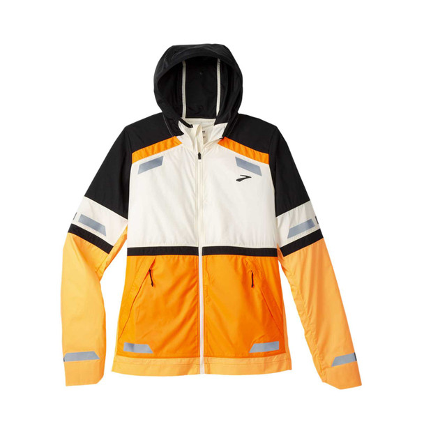 BROOKS Women's Run Visible 2.0 Ecru/Fluoro Flash/Black Running Jacket