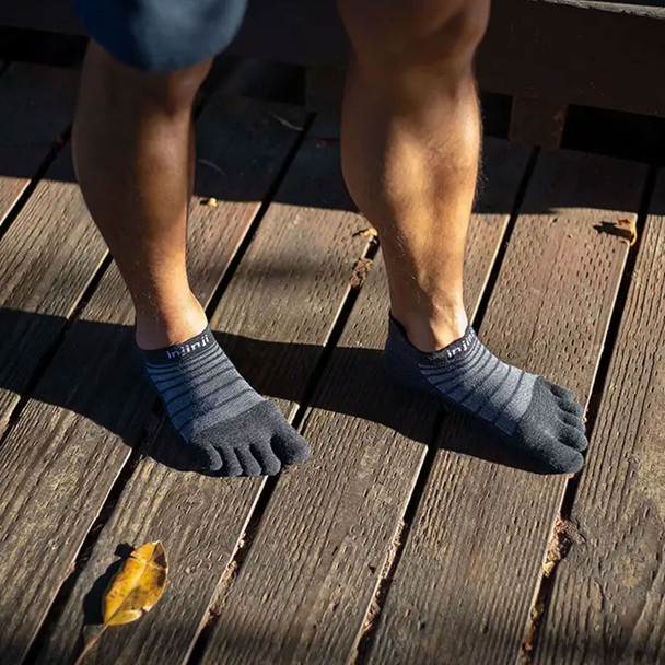 INJINJI Unisex Run Lightweight Slate No-Show Wool Socks