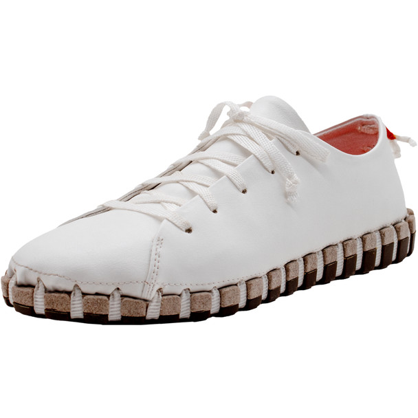 KENGOS Women's Torrey Cactus White Leather Lace-Up Shoes