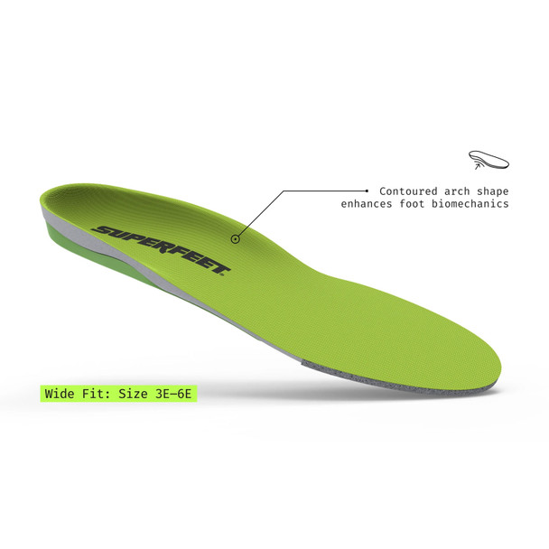 SUPERFEET All-Purpose Wide-Fit Support Green Insoles