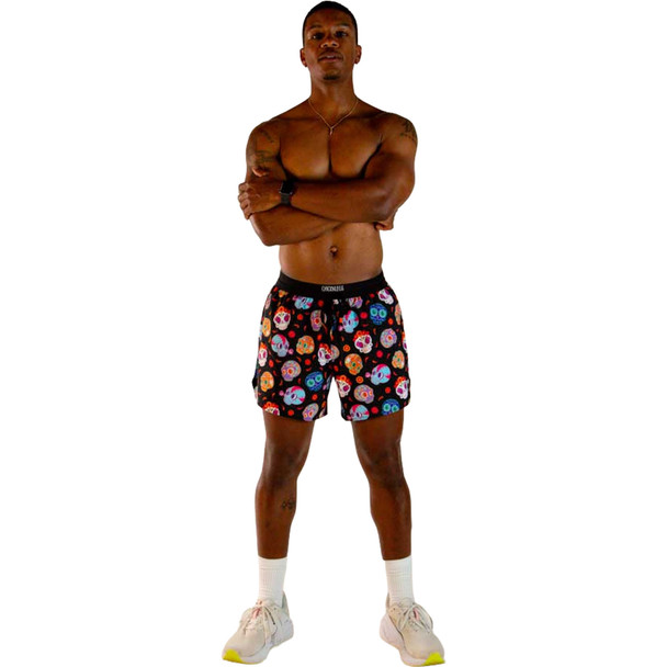 CHICKNLEGS Men's Sugar Skulls 5in DS Running Shorts