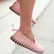 KENGOS Women's Crystal Pink Smooth Leather Slip-On Shoes