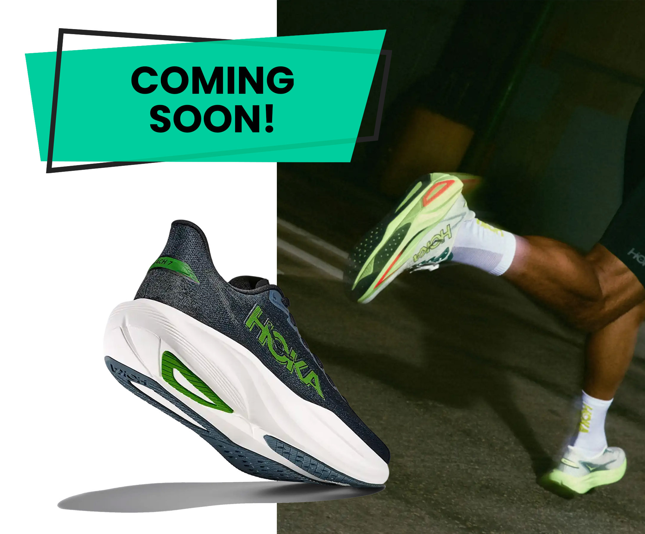 man running in Hoka Mach 7 shoes