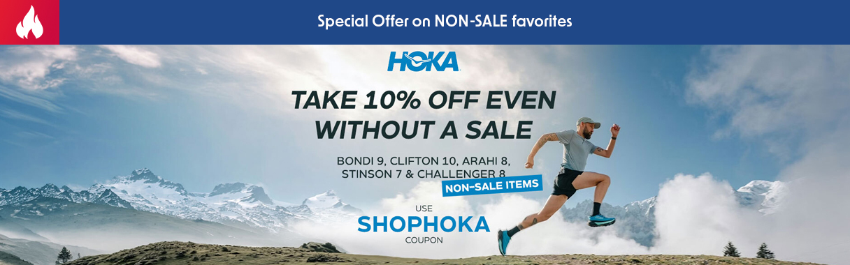 10% OFF on non-sale Bondi 9, Clifton 10, Arahi 8, Stinson 7 & Challenger 8 with code SHOPHOKA