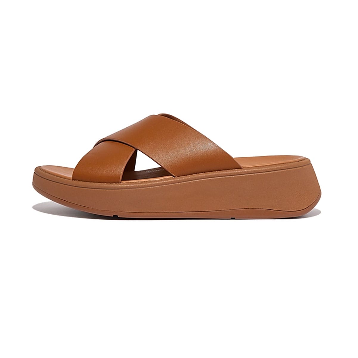 FITFLOP Women's F-Mode Leather Flatform Cross Slides - Free