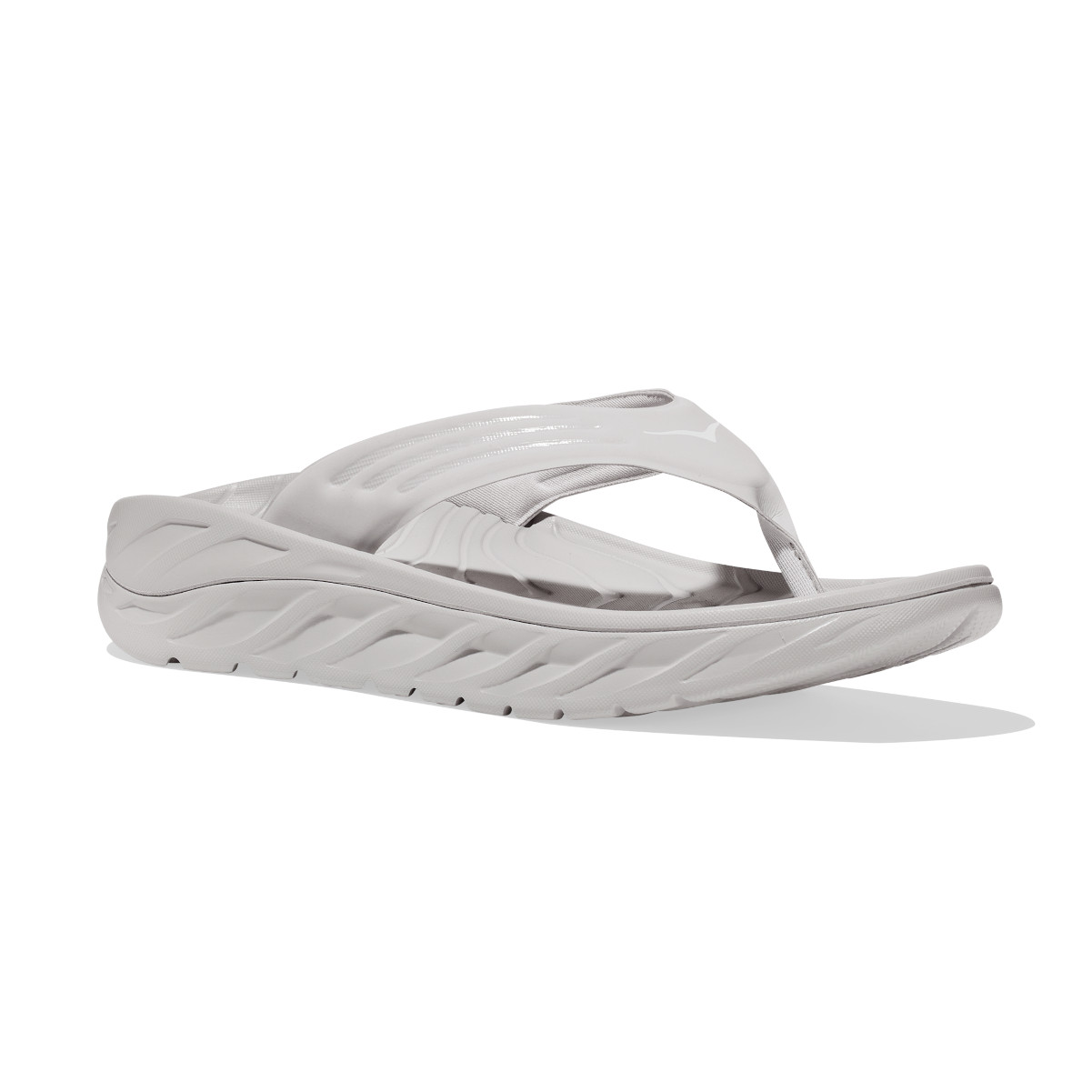 HOKA ORA recovery flip バニラ×ルナロック W7 HOKA Men's Ora Lunar Rock/White Recovery Flip Sandals - Free
