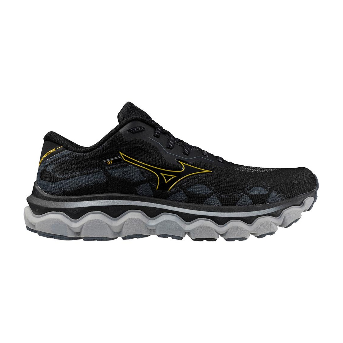 MIZUNO Men's Wave Horizon 7 2E Black/Citrus Running Shoes - Free