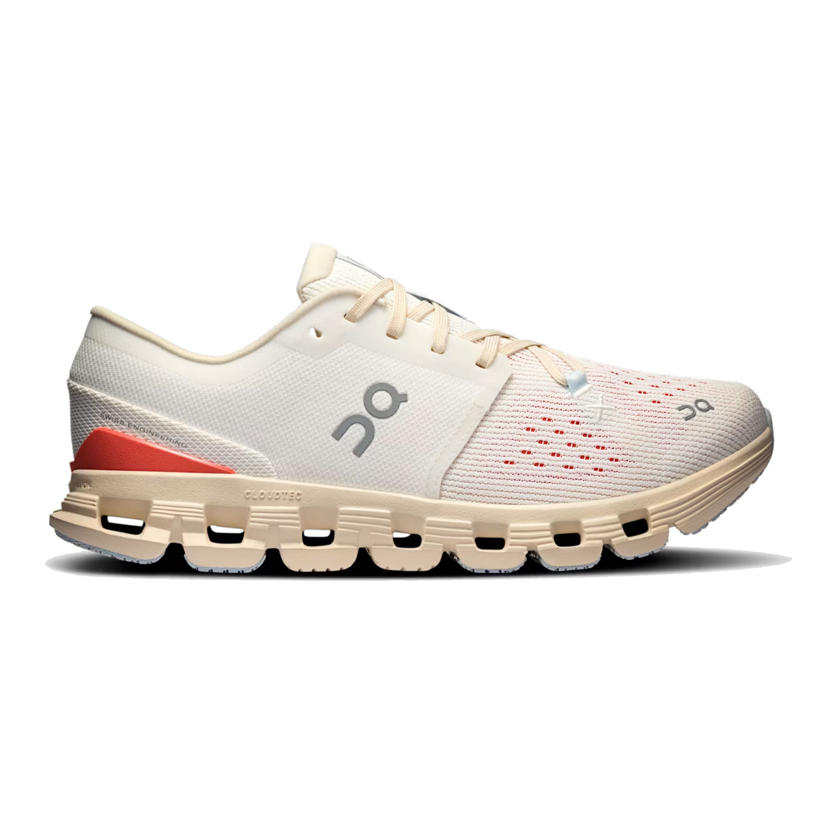 ON FOOTWEAR Womens Cloud X 4 Ivory/Salmon Training Shoes - Free