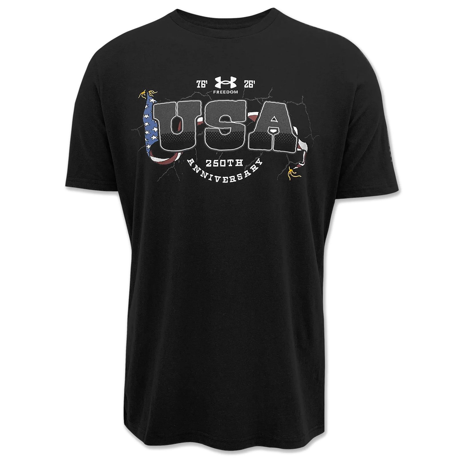 UNDER ARMOUR Men's Freedom 1776 Black/White T-Shirt - Free Shipping