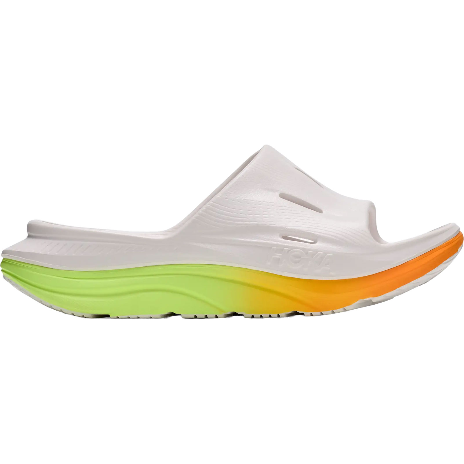 HOKA Unisex Ora Recovery Slide 3 White/Neon Yuzu Slides - Free