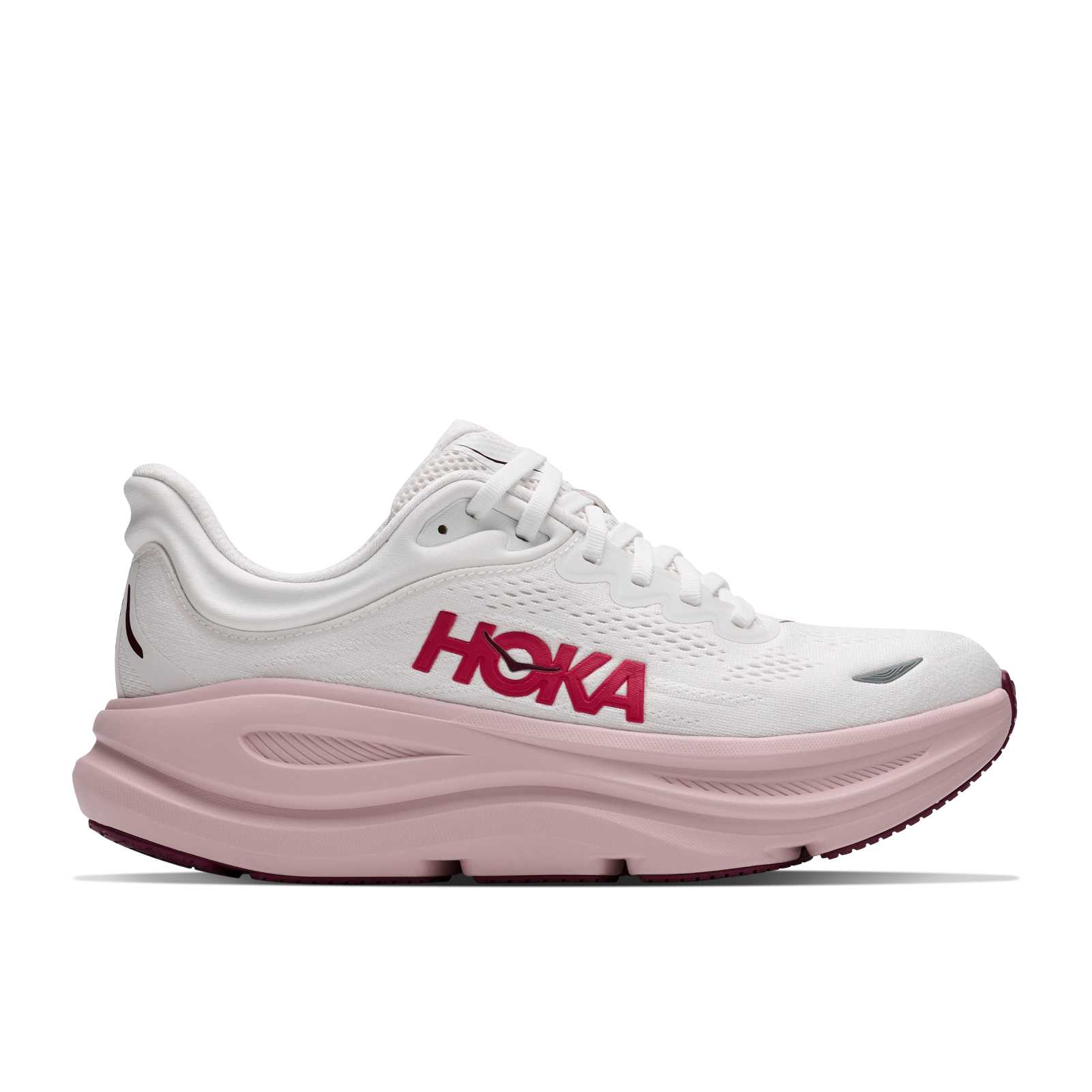 HOKA Women's Bondi 9 X-Wide White/Pink Opal Running Shoes - Free