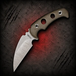 Medford Fighting Utility 2 Tumbled CPM-3V Carbon Coyote Tan G10 Fixed Karambit shown in full