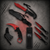 Falcon Red 440 Black ABS Karambit Throwing Knives Hunting Knife Set KC841RD showing all knives with their respective sheaths displayed beside them