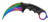 Falcon Rainbow 440 Black ABS Karambit KC841RB showing curved blade, finger ring, and rainbow finish