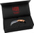 Halfbreed Blades Close Quarters Black Serrated Bohler K340 ISODUR Flat DE G10 Fixed Karambit shown in its packaging box
