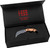 Halfbreed Blades Close Quarters Black Bohler K340 ISODUR Dark Earth G10 Fixed Karambit shown in its packaging box