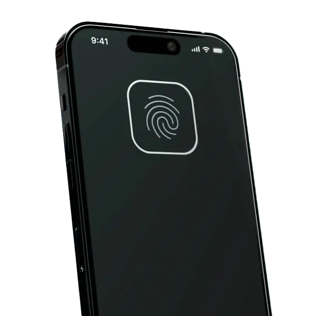 Smartphone showing a fingerprint biometric scan for Arculus authentication