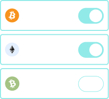 Arculus App Bitcoin, Ethereum and Bitcoin Cash toggle